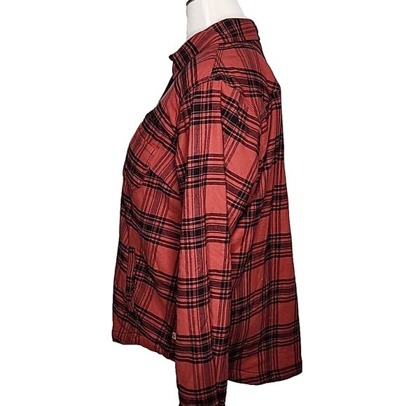 Carhartt Women's Shirt Jacket Red Plaid Fleece Lined Shacket Long Sleeve Sz 1X - Picture 3 of 13